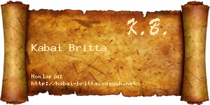 Kabai Britta névjegykártya